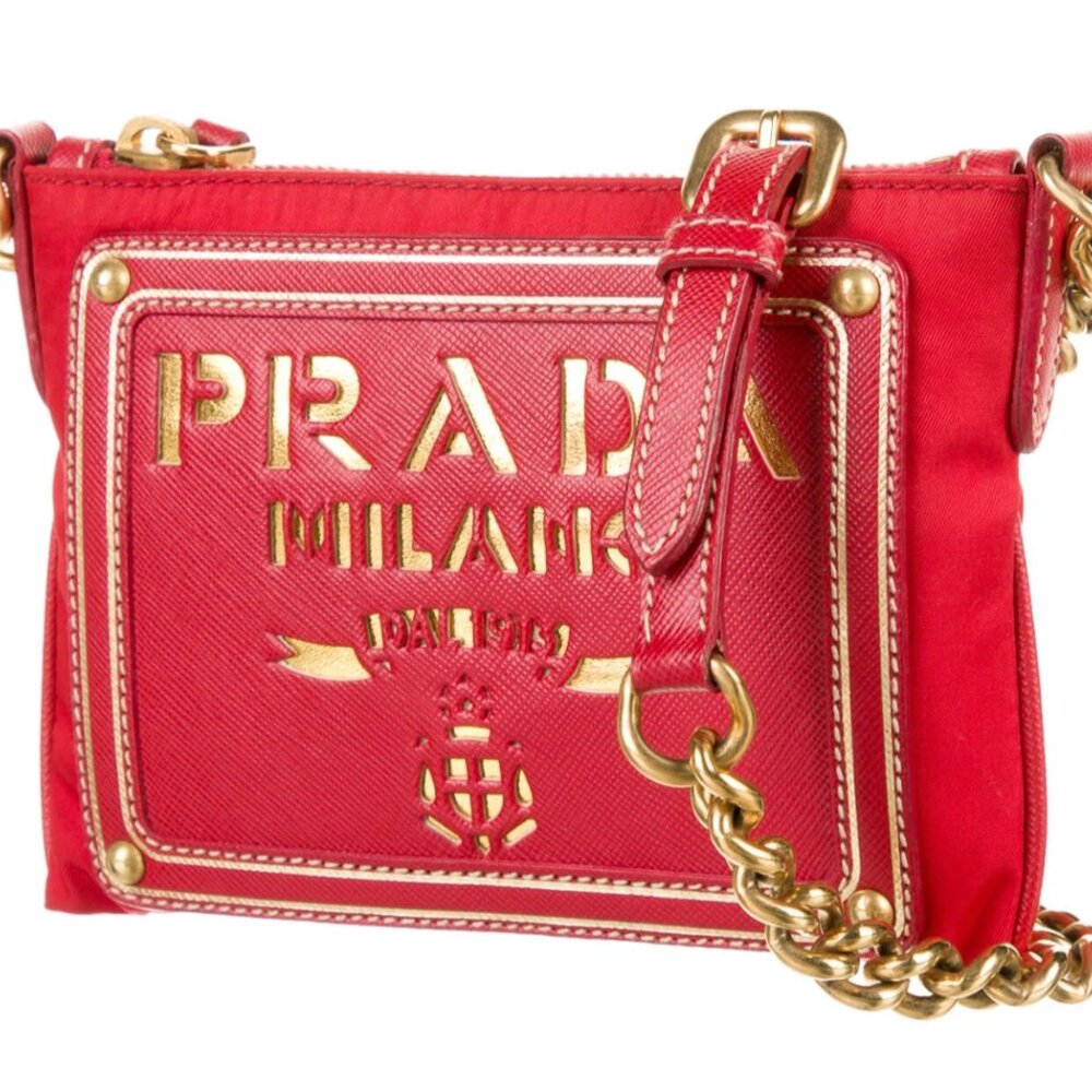 Prada Saffiano-Trimmed Tessuto Logo Crossbody Bag